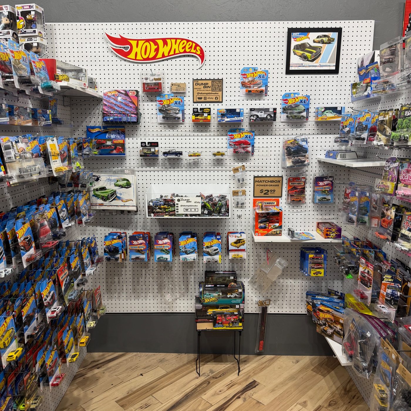 The Dump Bin diecast display inside Gambit's Toy Box in Bethany, Oklahoma